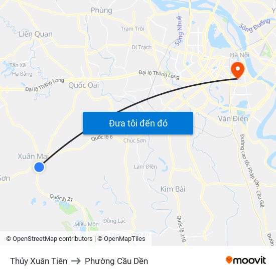 Thủy Xuân Tiên to Phường Cầu Dền map