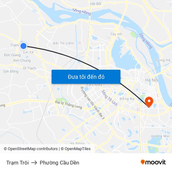 Trạm Trôi to Phường Cầu Dền map