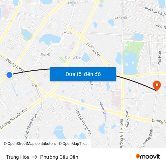 Trung Hòa to Phường Cầu Dền map