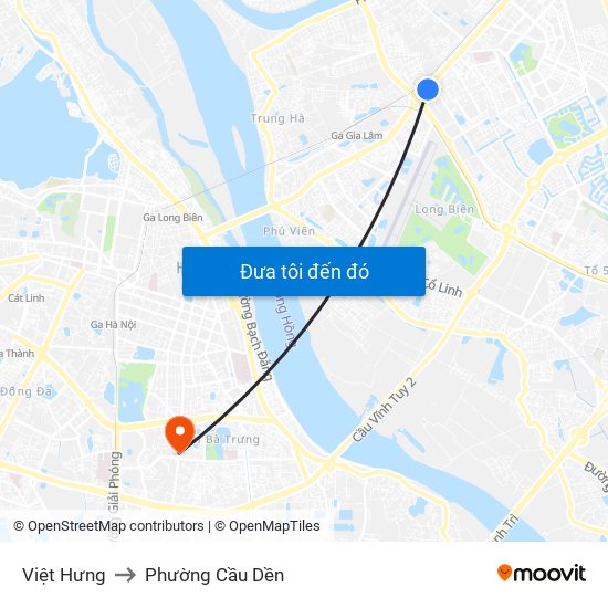 Việt Hưng to Phường Cầu Dền map