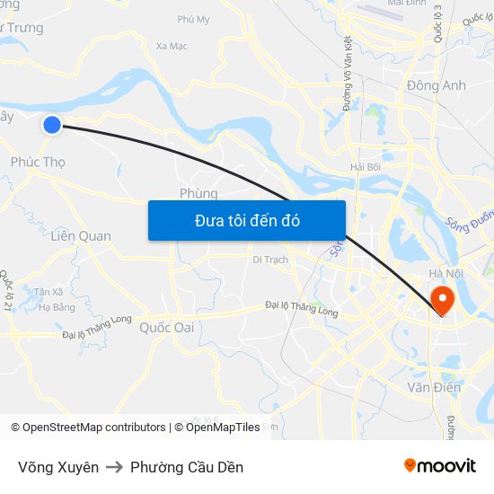 Võng Xuyên to Phường Cầu Dền map