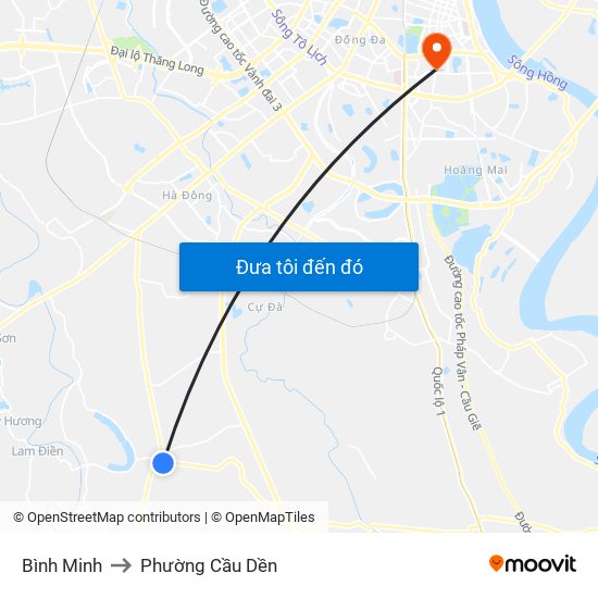 Bình Minh to Phường Cầu Dền map