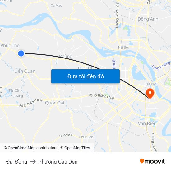 Đại Đồng to Phường Cầu Dền map