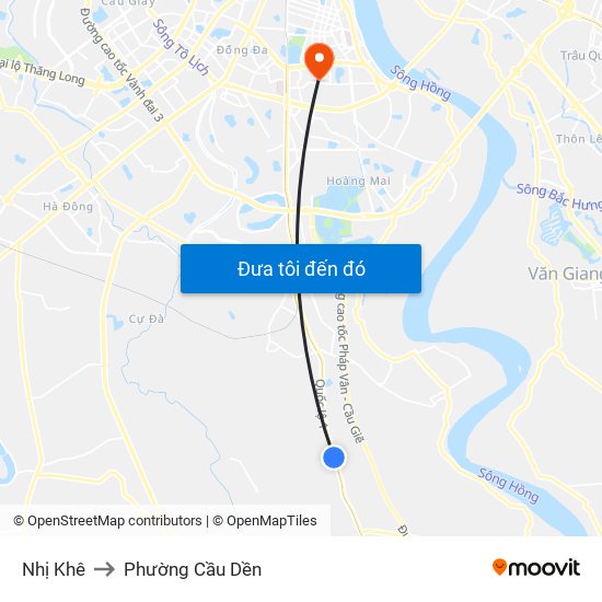 Nhị Khê to Phường Cầu Dền map