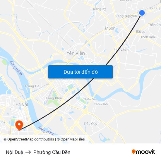 Nội Duệ to Phường Cầu Dền map