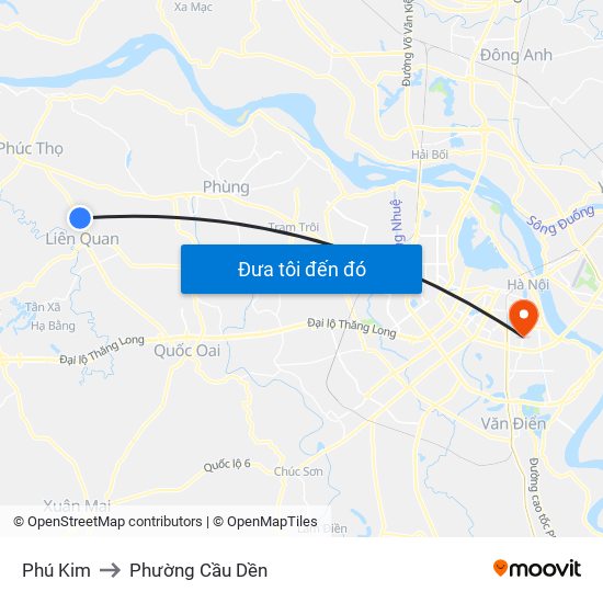 Phú Kim to Phường Cầu Dền map