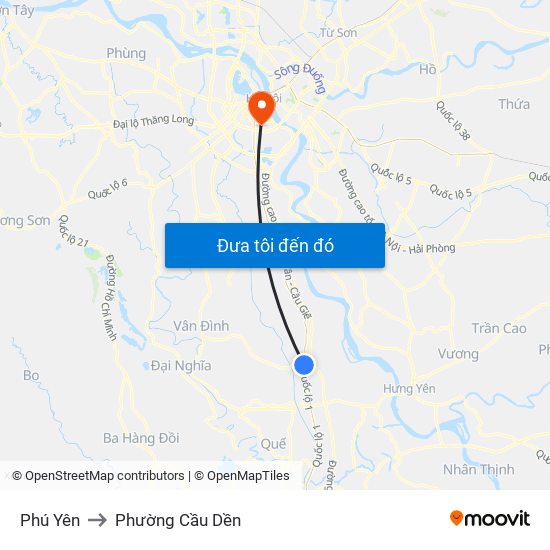 Phú Yên to Phường Cầu Dền map