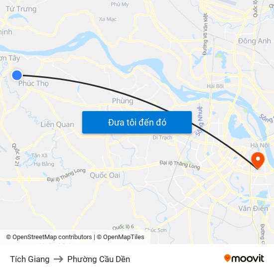 Tích Giang to Phường Cầu Dền map