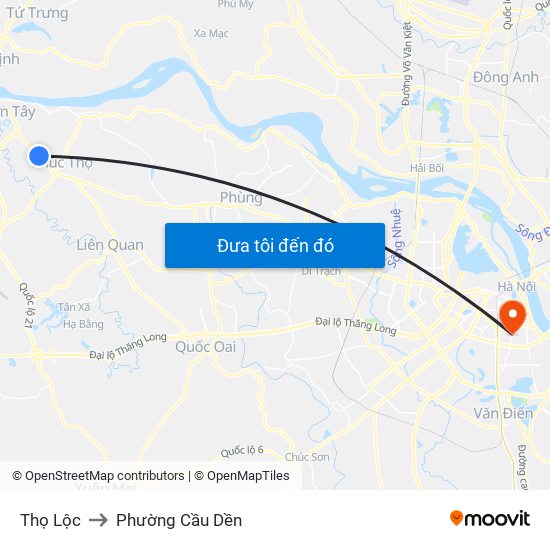 Thọ Lộc to Phường Cầu Dền map