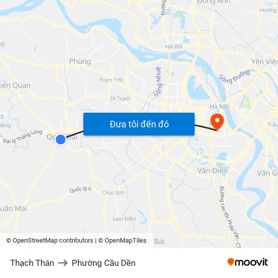 Thạch Thán to Phường Cầu Dền map