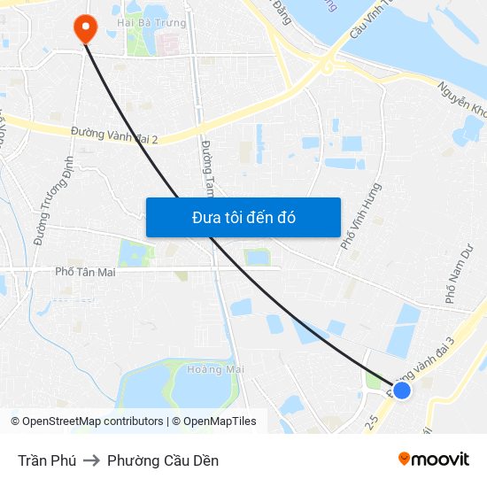 Trần Phú to Phường Cầu Dền map