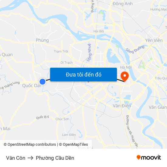 Vân Côn to Phường Cầu Dền map