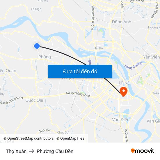 Thọ Xuân to Phường Cầu Dền map