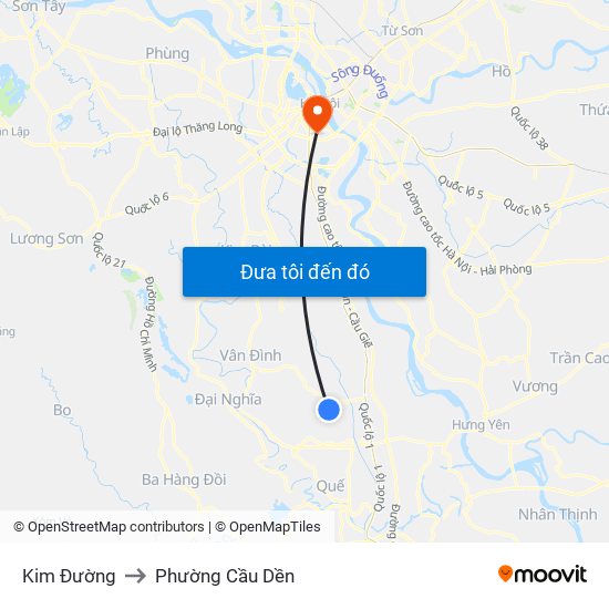 Kim Đường to Phường Cầu Dền map