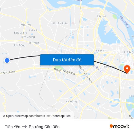 Tiền Yên to Phường Cầu Dền map