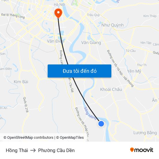 Hồng Thái to Phường Cầu Dền map