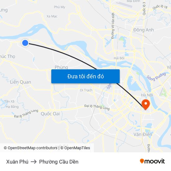 Xuân Phú to Phường Cầu Dền map