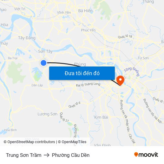 Trung Sơn Trầm to Phường Cầu Dền map