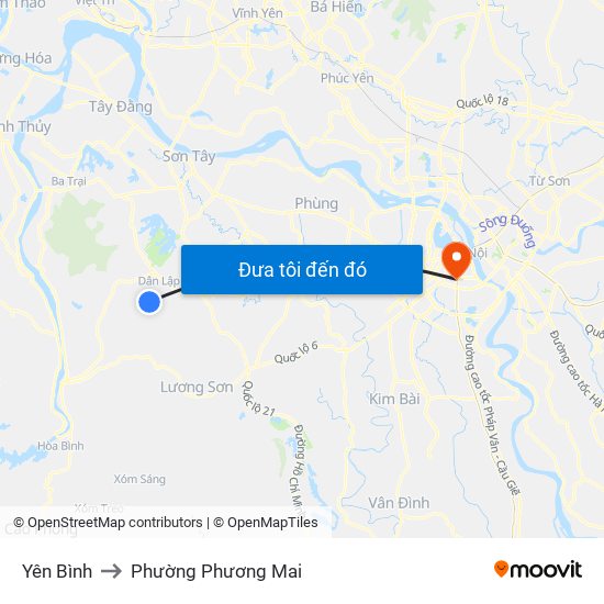 Yên Bình to Phường Phương Mai map