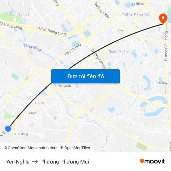 Yên Nghĩa to Phường Phương Mai map