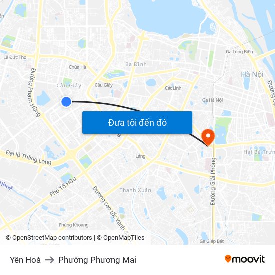 Yên Hoà to Phường Phương Mai map