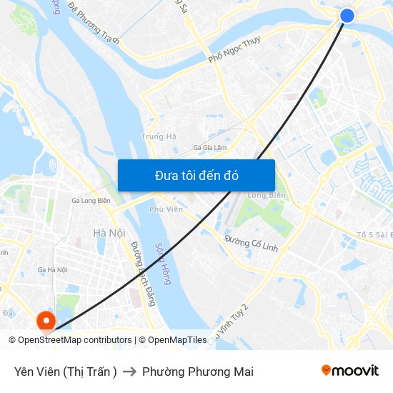 Yên Viên (Thị Trấn ) to Phường Phương Mai map
