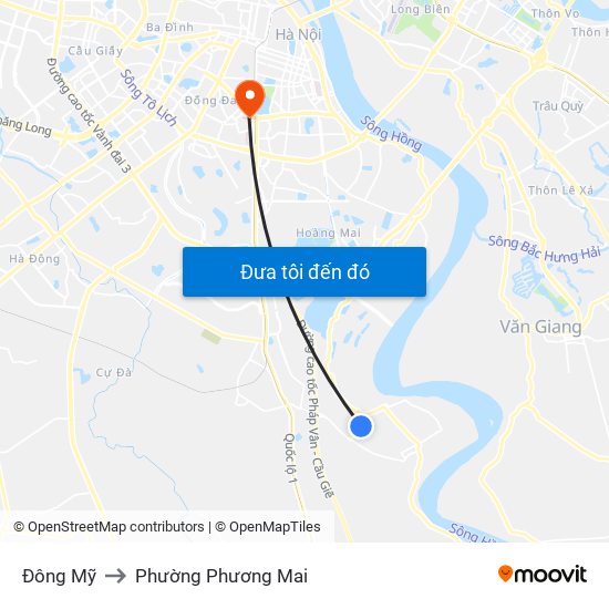 Đông Mỹ to Phường Phương Mai map