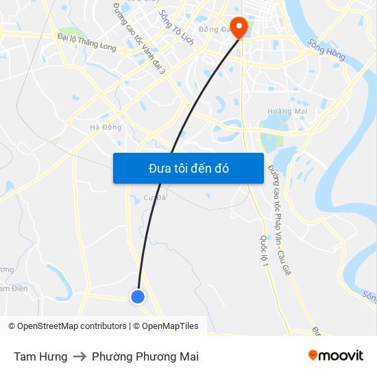 Tam Hưng to Phường Phương Mai map