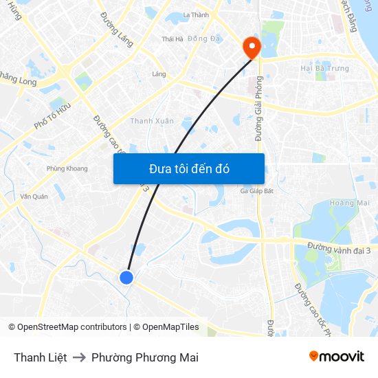 Thanh Liệt to Phường Phương Mai map