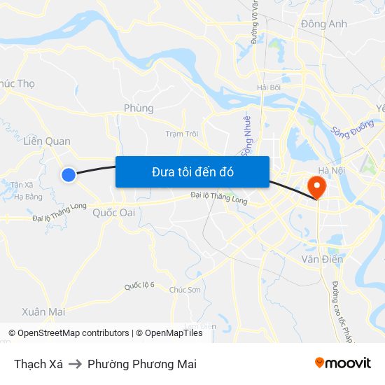 Thạch Xá to Phường Phương Mai map