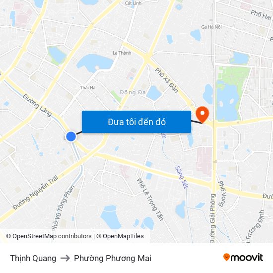 Thịnh Quang to Phường Phương Mai map