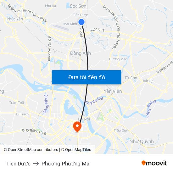 Tiên Dược to Phường Phương Mai map