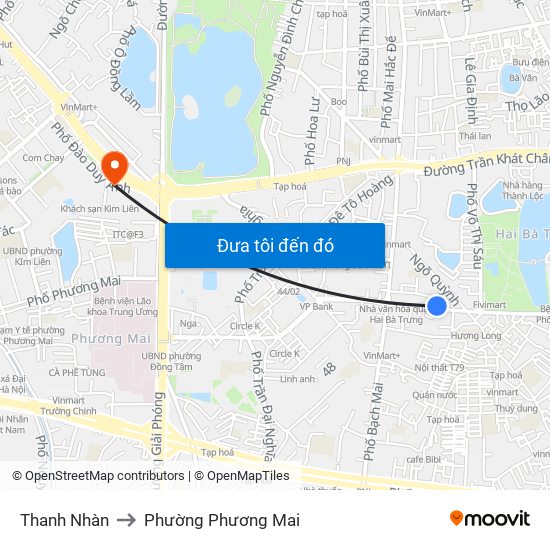 Thanh Nhàn to Phường Phương Mai map