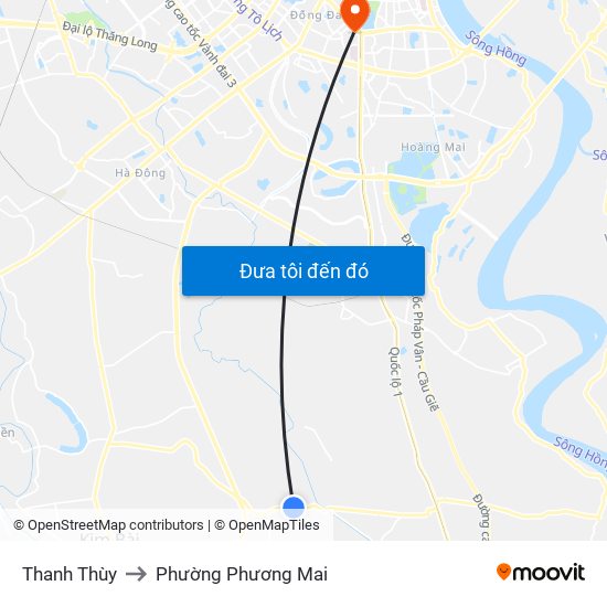 Thanh Thùy to Phường Phương Mai map