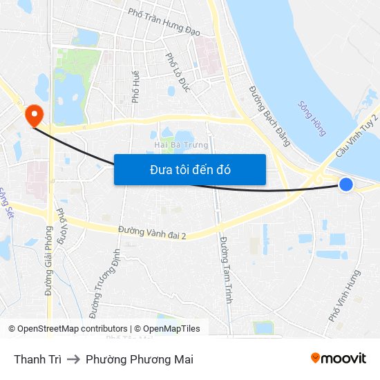Thanh Trì to Phường Phương Mai map