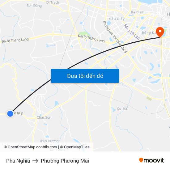Phú Nghĩa to Phường Phương Mai map