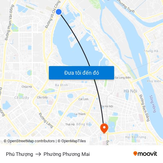 Phú Thượng to Phường Phương Mai map