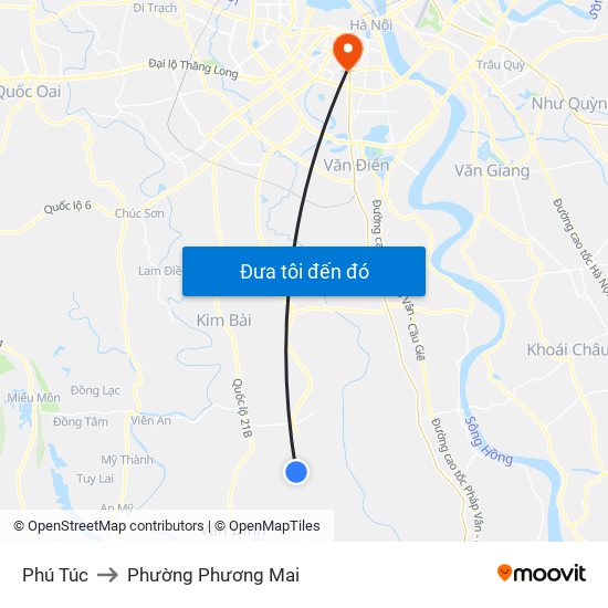 Phú Túc to Phường Phương Mai map