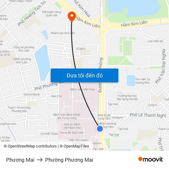 Phương Mai to Phường Phương Mai map