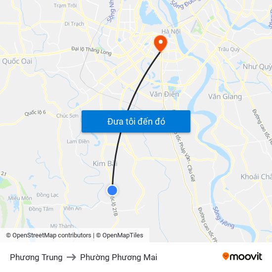 Phương Trung to Phường Phương Mai map