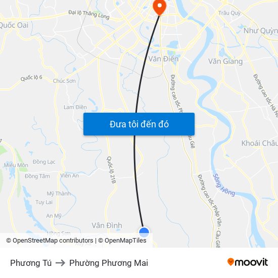 Phương Tú to Phường Phương Mai map