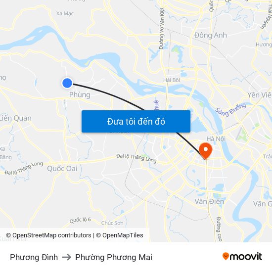 Phương Đình to Phường Phương Mai map