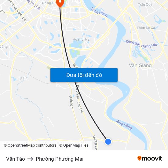 Vân Tảo to Phường Phương Mai map