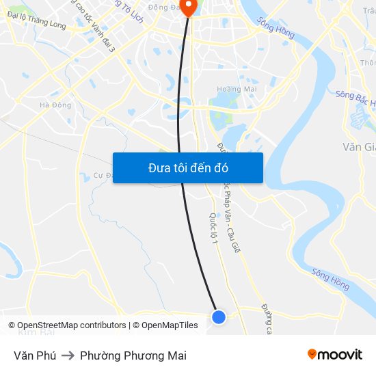 Văn Phú to Phường Phương Mai map