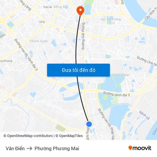 Văn Điển to Phường Phương Mai map