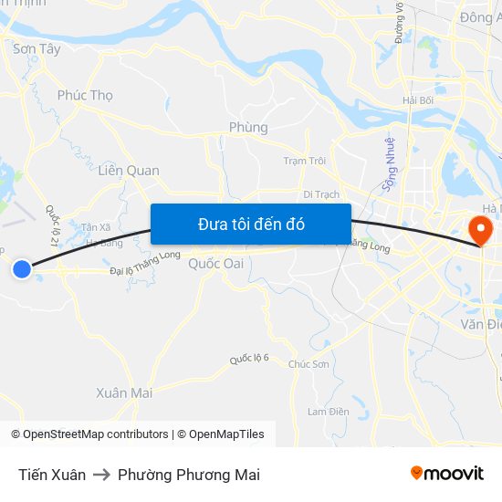 Tiến Xuân to Phường Phương Mai map