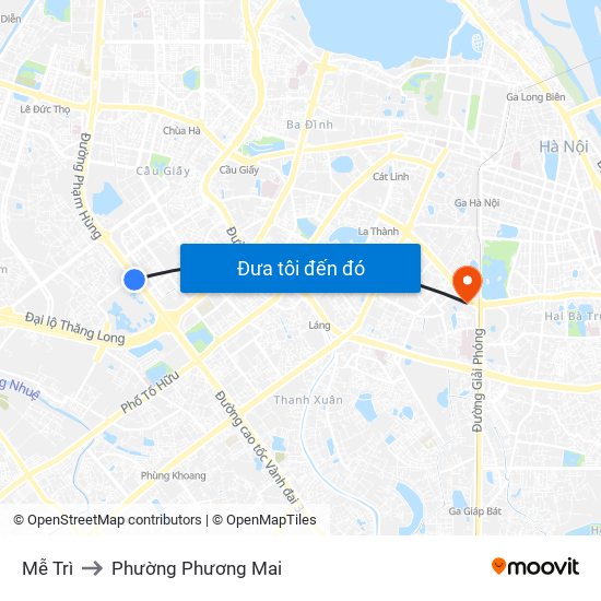 Mễ Trì to Phường Phương Mai map