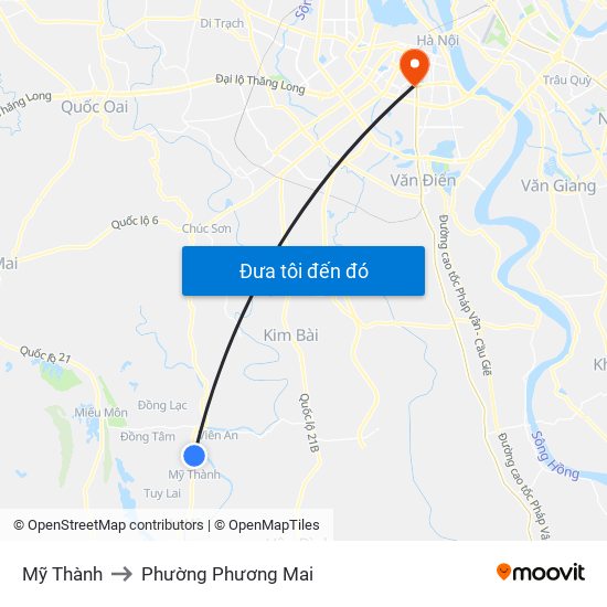 Mỹ Thành to Phường Phương Mai map