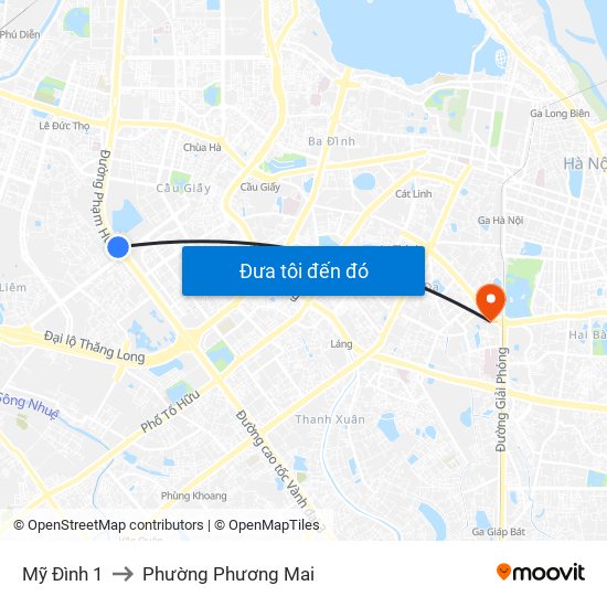 Mỹ Đình 1 to Phường Phương Mai map