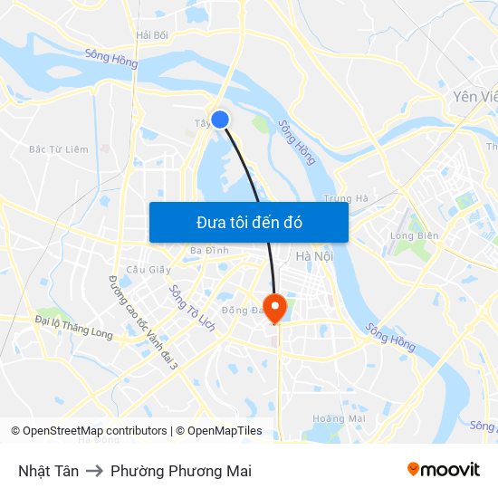 Nhật Tân to Phường Phương Mai map